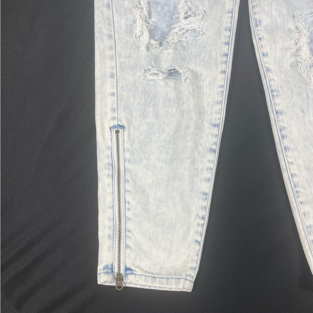 Abercrombie And Fitch Women Blue Washed Distressed Straight Denim Jeans 28-0 - Picture 4 of 10